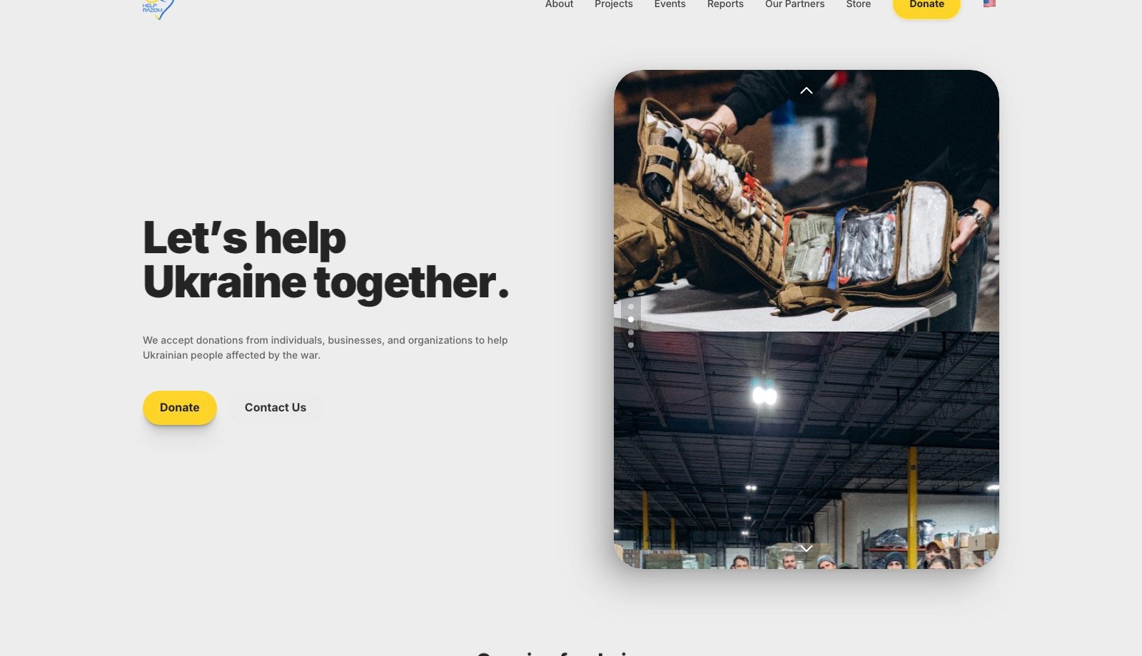 Help Razom website, desktop view
